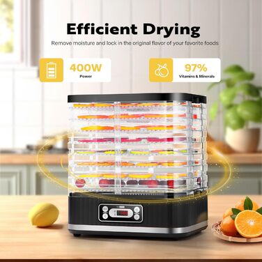 Дегидратор на 8 полок 400 Вт, черный VIVOHOME