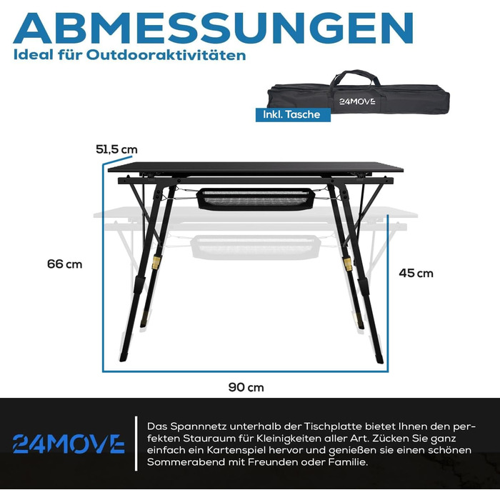 Складной кемпинговый черный стол 24MOVE