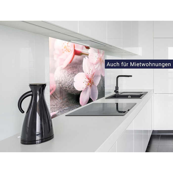 Кухонний фартух timalo зі скляним виглядом Північне море, очерет, захід сонця, океан, солома 2 мм акрилове скло Бризок настінний для плити, кухонний скляний фартух, акрилова скляна настінна панель, панель для фартуха (220 x 58 см, 314- Цвітіння вишні)