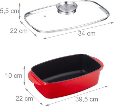 Жаровня с крышкой 5 л красная Relaxdays