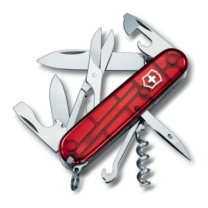 Нож Victorinox Climber 91мм/14funk/красный прозрачный (блистер)