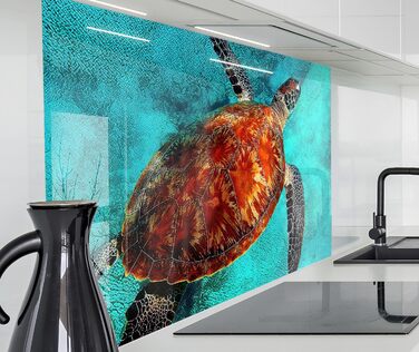 Кухонний фартух timalo зі скляним виглядом Північне море, очерет, захід сонця, океан, солома 2-мм акрилове скло Бризкозахисна стінка для плити, скляний кухонний фартух, акрилові скляні стінові панелі, захисна панель для фартуха (80 x 50 см, 310- Turtle)