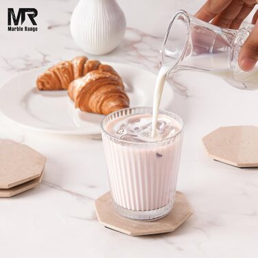 Підставки під чашки з оніксу Верона, 8.9 см, ручної роботи, з підставкою, набір 6 шт. - для офісу, напоїв, кави, бару та обіднього столу