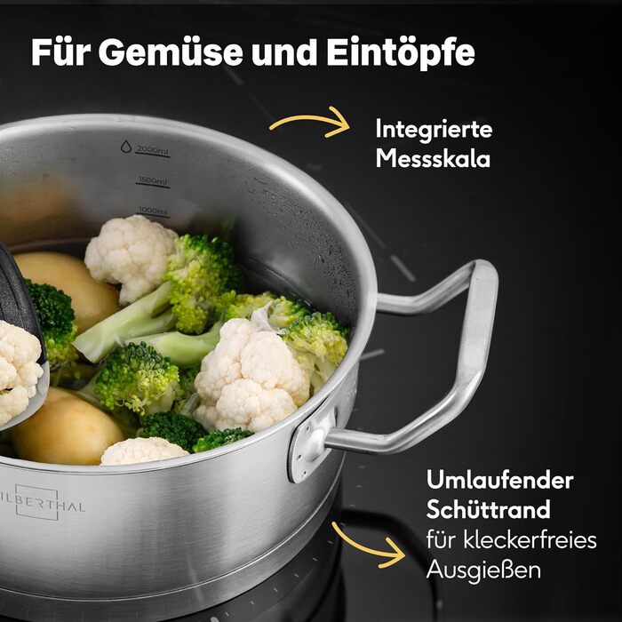 Каструля 2,5 л з підвісною скляною кришкою 20 см Silberthal