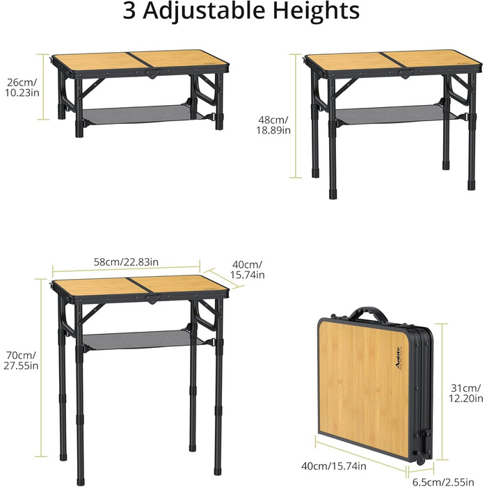 Складной кемпинговый столик 58х40 см Anbte