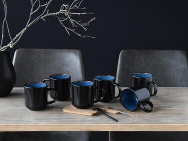 Серія Nordic Fjord набір посуду з 18 предметів, набір тарілок з кераміки (набір кавових кухлів 6 шт. , синій), 21551