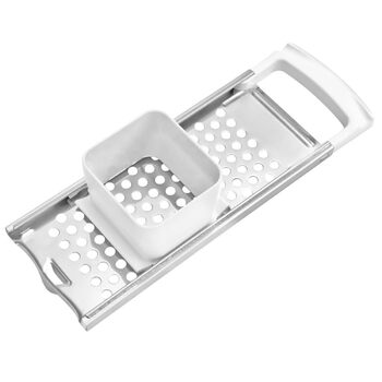 Тертка для коротких шпетц Fackelmann ARCADALINA, професійна класична терка для шпетц, виготовлена з нержавіючої сталі, для коротких шпетц (колір білий/срібний), кількість , 32x17 см