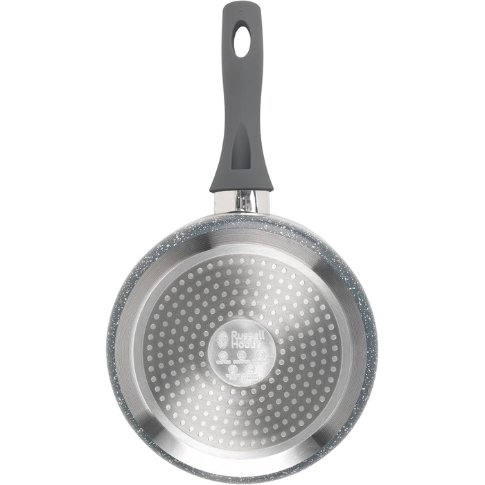 Каструля Russell Hobbs RH00845EU з антипригарним покриттям - 18 см/2 л з кришкою із загартованого скла, індукційна каструля, каструля для овочів/бульйону з бакелітовою ручкою та термостійким зовнішнім покриттям, камінь Nightfall (набір із 3 предметів)