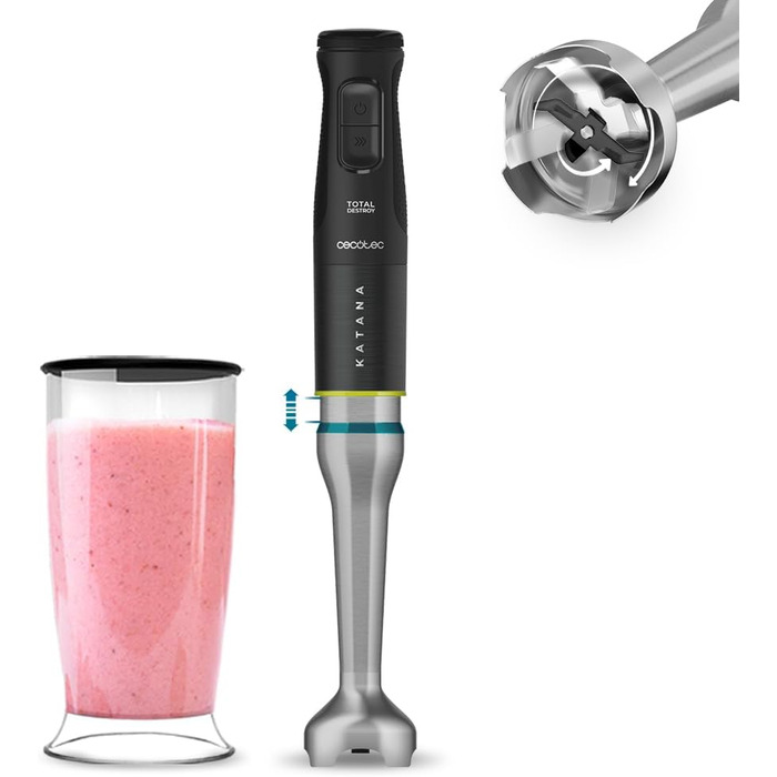 Ручний блендер 1500 Вт Katana TotalDestroy чорний з мірною ємністю 800 мл Cecotec