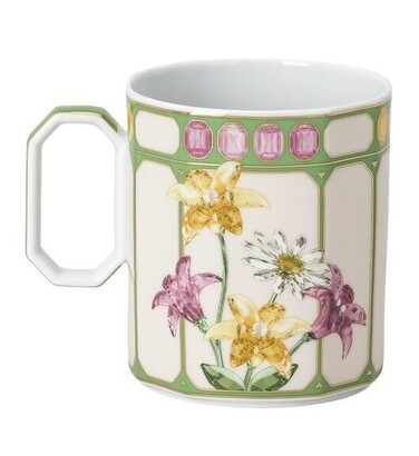 Кружка с ручкой 0,39 л Птичка в зеленой рамке, IDYLLIA Swarovski x Rosenthal