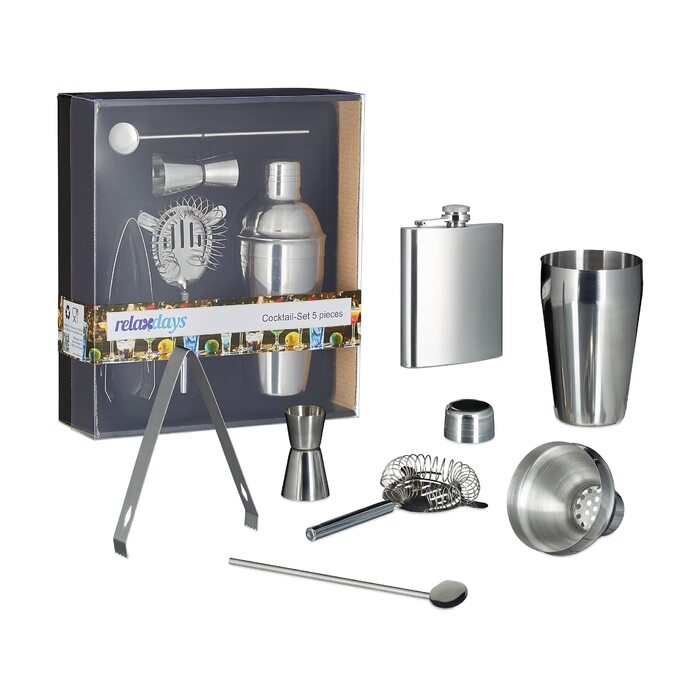 Набір бармена 6 предметів з нержавіючої сталі Relaxdays
