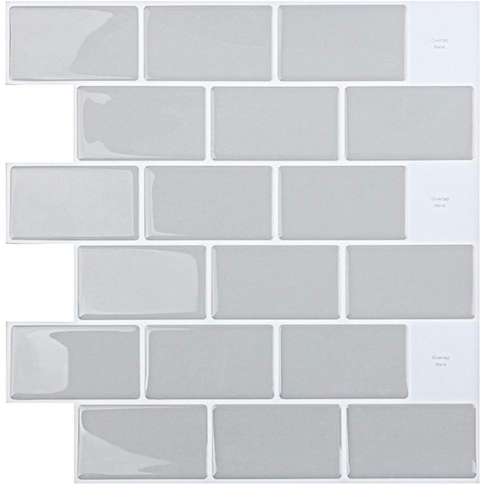 Штук 3D наклейки на плитку для ванної кімнати кухні, клейка вінілова плитка, самоклеюча плівка для плитки, стінові панелі, ПВХ, плитка Metro, самоклеючий декор плитки 30x30, декор настінної плитки (1, світло-зелений)