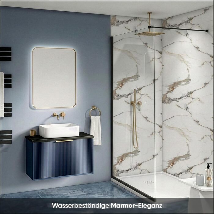 Стінові панелі IZODEKOR під мармур 60x120 см Фартух для кухні ПВХ-облицювання стін для кухні, ванної кімнати Бризкозахисний екран для кухні Водонепроникний та термостійкий (4 панелі, Едемський сад)