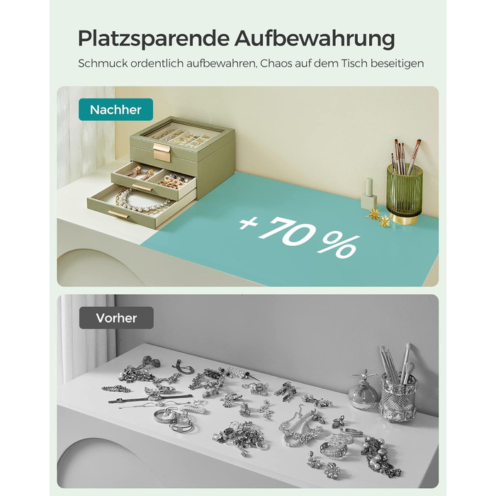 Скринька органайзер для ювелірних виробів 3-рівнева авокадо-зелений SONGMICS