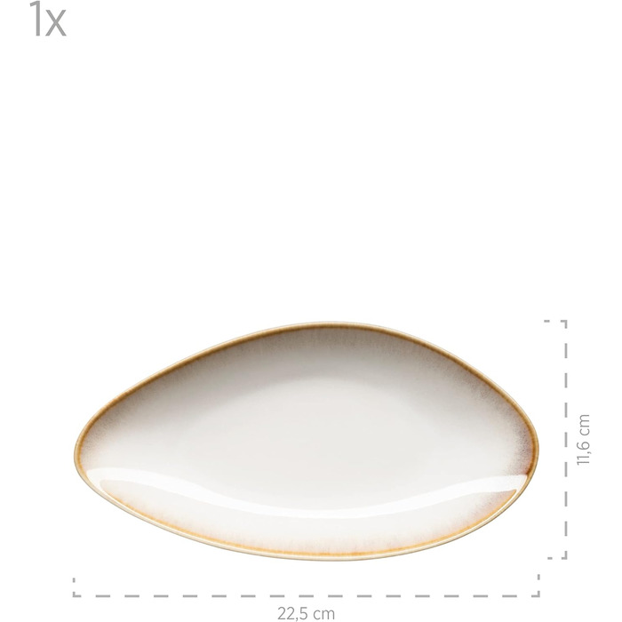 Сучасний набір посуду на 4 персони з унікальною формою та градієнтом кольорів від кремово-білого, вінтажний вигляд із 16 предметів, керамограніт (сервірувальні тарілки, бежевий), 931991, La Sinfonia