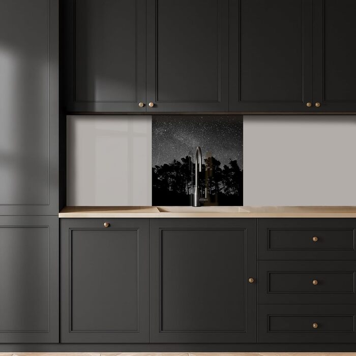 Кухонний фартух 60x80 см Самоклеючий захисний щиток для кухонної стіни Кухонний фартух Кухонні фасади Кухонні фартухи Кухонна стіна Вода - Пейзаж - (Зоряне небо - Ліс, 80 x 80 см)