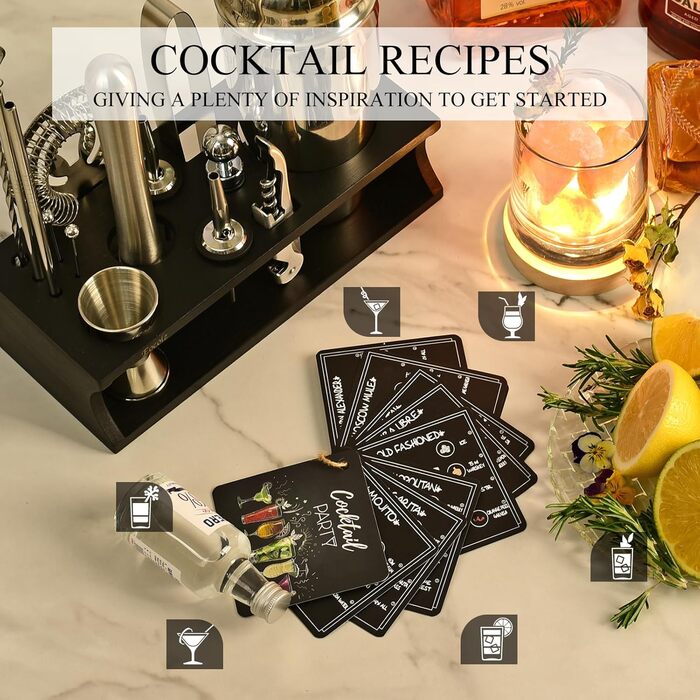 Набір для коктейлів з бамбуковою підставкою 17 предметів для бармена Eocolz