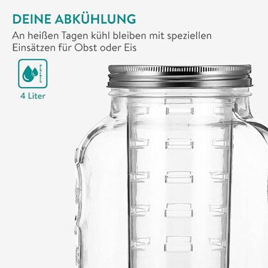 Диспенсер для напитков с краном и крышкой 4 л Navaris