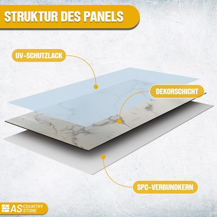 Стінові панелі AS Country Stone під мармур 60x120 см ПВХ-облицювання стіни з пластикових панелей для кухні, ванної кімнати тощо Панель кухонного фартуха (4 шт., Токіо)