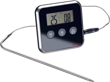 Цифровий термометр для м'яса Westmark, сигналізація, стояти або вішати, нержавіюча сталь/пластик, сріблястий/чорний, 12912280 стандарт