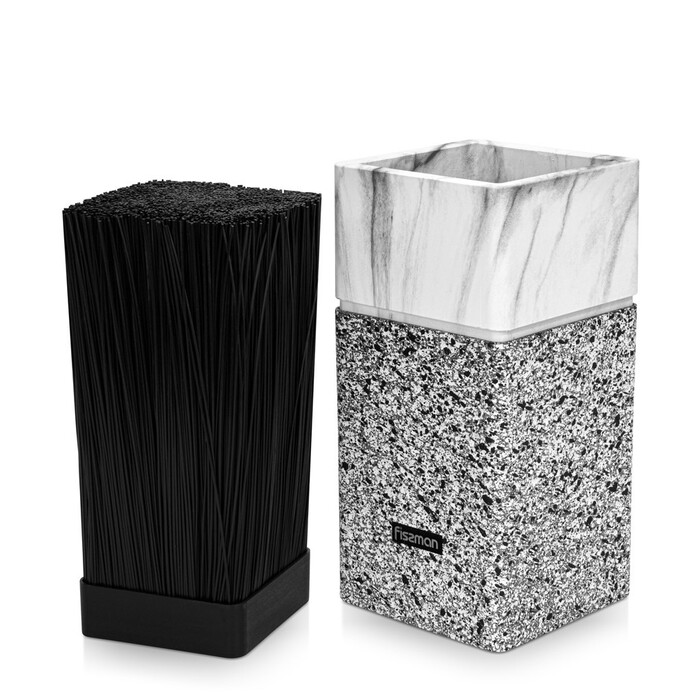 Підставка для кухонних ножів та ножиць Fissman 11x11x23см колір МАРМУР пластик (12875)