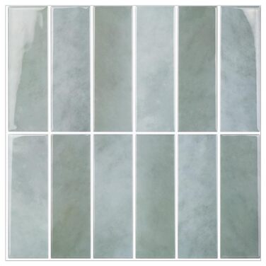 Елементна 3D самоклеюча плитка для кухонного фартуха з товстішою клейкою плиткою 2,5 мм (30,5 x 30,5 см) (шавлійно-зелена), 10-