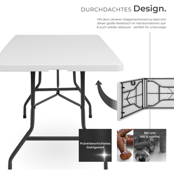 Кемпинговый стол с ремнем для переноски tectake