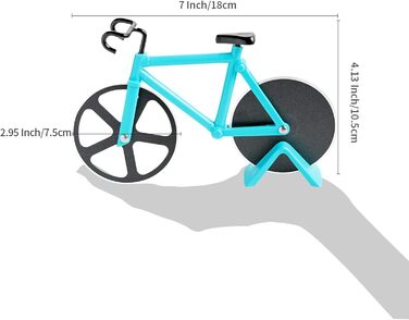 Резак для пиццы в виде велосипедиста с подставкой, сине-зеленый KUONIIY