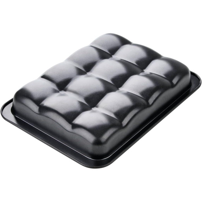 Форма для булочок Black Metallic, високоякісна форма для вареників на пару з антипригарним покриттям, форма для випікання на 12 пельменів, квадратне деко для дрібного хліба, універсальна форма (колір чорний), 6517