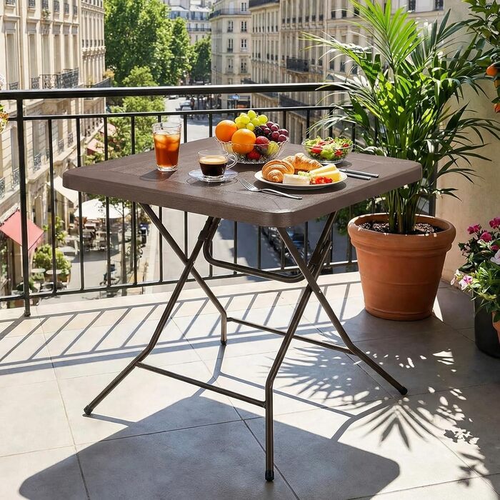 Розкладний стіл 80x80x74 см коричневий LIFERUN