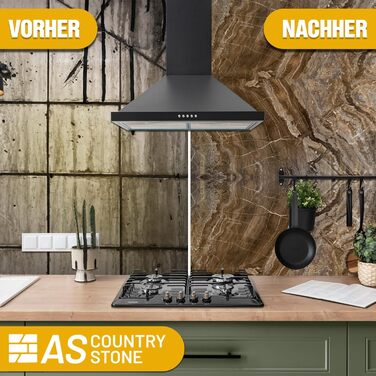 Стінові панелі AS Country Stone під мармур 60x120 см ПВХ-облицювання стіни з пластикових панелей для кухні, ванної кімнати тощо Панель кухонного фартуха (4 шт., колір Arebesceto Brown)