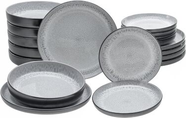 Серія Nordic Fjord набір посуду з 18 предметів, набір тарілок з кераміки (набір тарілок 18 шт. , іній), 21551