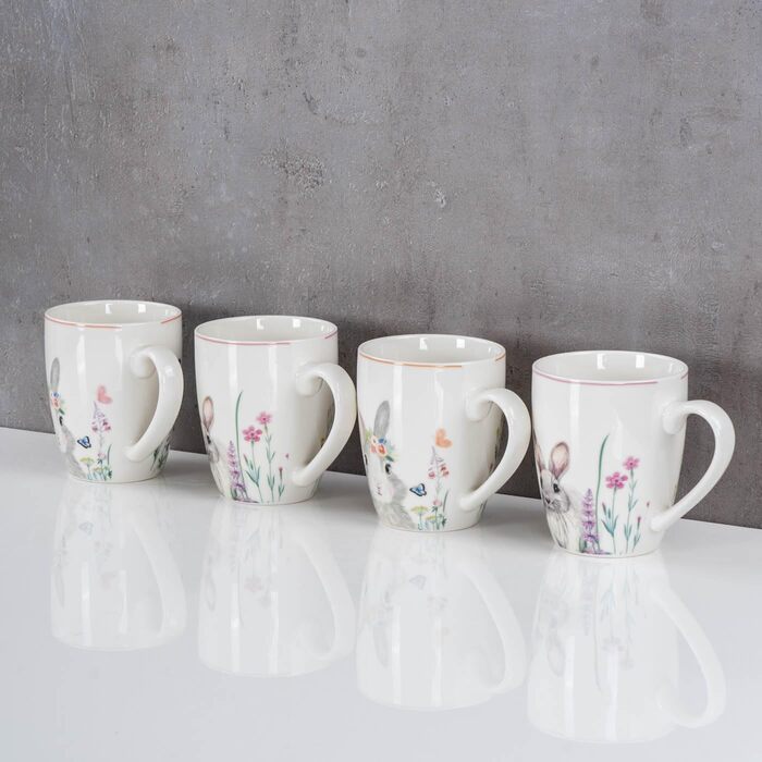 Набір із 4 чашок до великодня з малюнком кролика levandeo