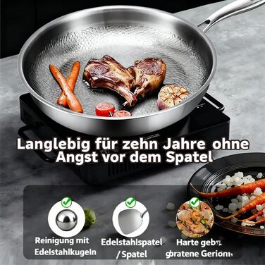 Титановая сервировочная сковорода 28 см со стеклянной крышкой Tovara Titanium Pro