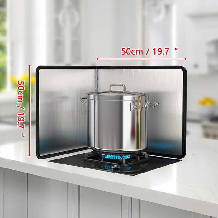 Бризкозахисний екран, портативний бризкозахисний екран, бризкозахисний екран для використання за плитою, для смаження, на плиті, захист від бризкоподібного повітря, для кухні (розмір 45 x 80 x 60 см) (50*50 см)