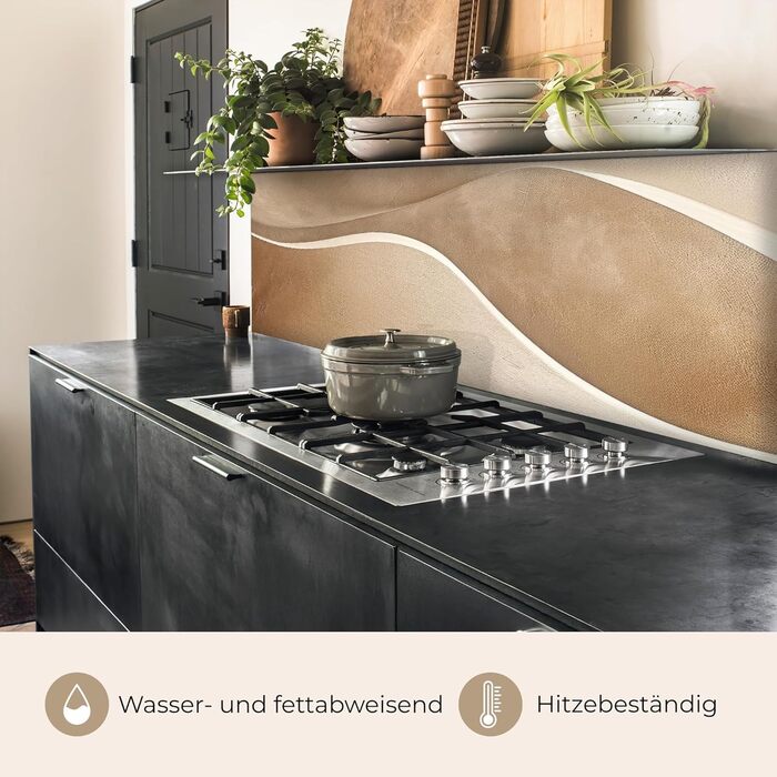 Кухонний фартух 60x80 см Самоклеючий захисний щиток для кухонної стіни Кухонний фартух Кухонні фасади Кухонні фартухи Кухонна стіна Вода - Пейзаж - (Бежевий - Природа, 80 x 300 см)