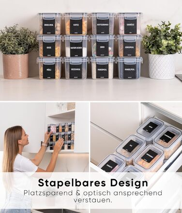 Набор из 12 контейнеров для хранения 800 мл, прозрачный/черный Deco haus