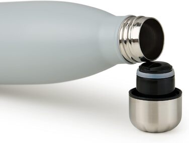 Пляшка для води Blumtal з нержавіючої сталі - Герметична ізольована пляшка - Пляшка для води без бісфенолу А для гарячих та холодних напоїв - Двостінна ізольована пляшка - Ізоляційна пляшка, стійка до іржі, дерево/срібло (03 - Ultimate Grey - Сірий, 500 м