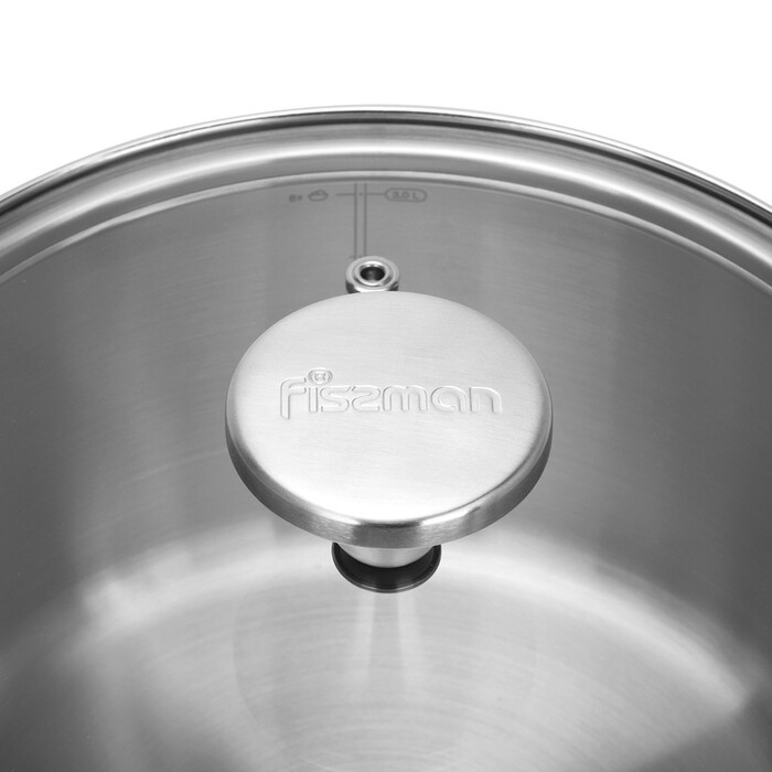 Каструля Fissman MASTER CHEF 20x11 см / 3,1 л зі скляною кришкою нержавіюча сталь (15096)