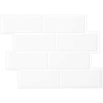 Наклейки для плитки, що самоклеяться - упаковка з 5 аркушів 29,36 см x 21,29 см - 3D самоклеючі ПВХ наклейки для плитки та фартуха для кухні, ванної кімнати та стін, кольорова та водонепроникна плитка (чисто-білий колір)