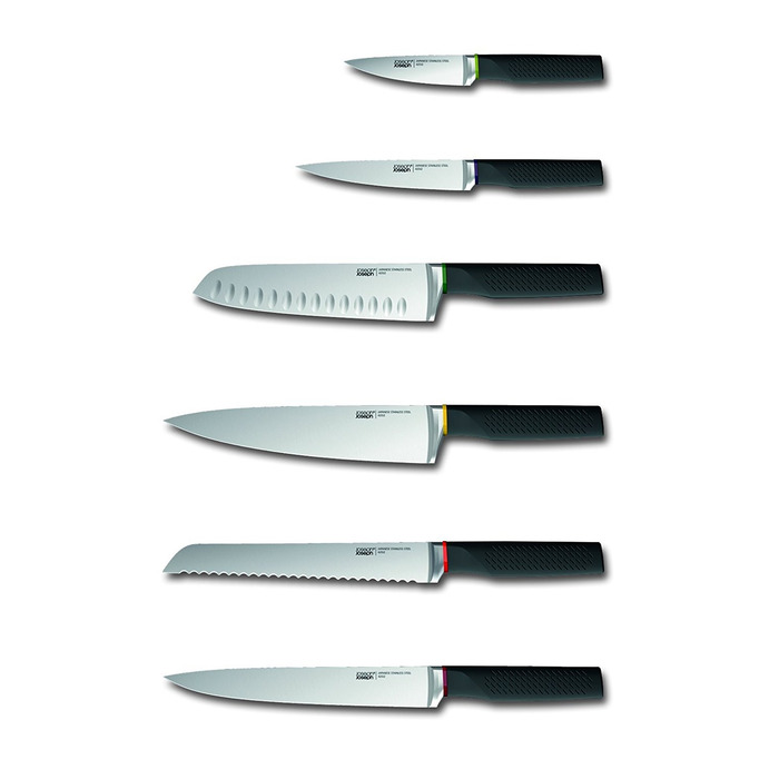 Набір ножів в підставці з захистом від дітей 6 предметів темно-сірий LockBlock Joseph Joseph