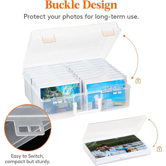 Фоточехол, 18 внутренних держателей для фотографий, прозрачные фотобоксы для хранения, пластиковый органайзер для фотографий для семян, открыток, поделок, наклеек Clear, 10,1 x 15,2
