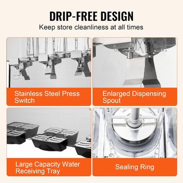 Профессиональный диспенсер для напитков с резервуарами 3 x 18 л 512 Вт VEVOR