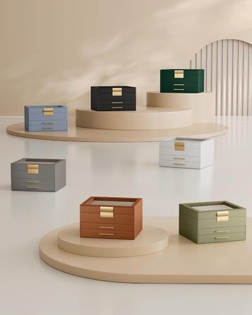 Скринька органайзер для ювелірних виробів 3-рівнева темно-зелений SONGMICS