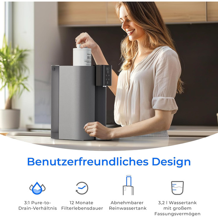 Настільна система зворотного осмосу CoreRO з функцією миттєвого нагрівання води WD-C1H Waterdrop