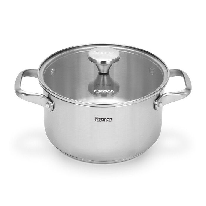 Каструля Fissman MASTER CHEF 20x11 см / 3,1 л зі скляною кришкою нержавіюча сталь (15096)