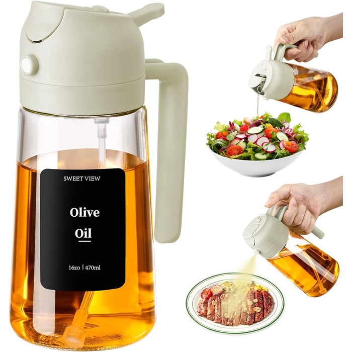 Дозатор та розпилювач олії 470 мл 2-в-1, білий SWEET VIEW
