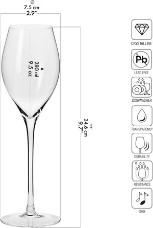 Елегантний набір келихів для шампанського та просекко 6 шт 280 мл Krosno