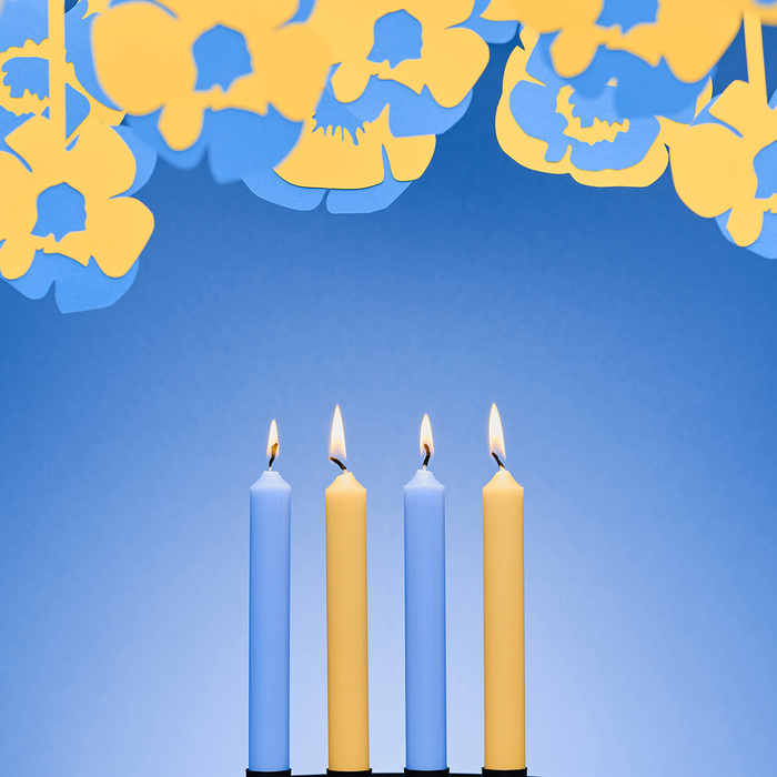 Набір прямих свічок Bougies La Française, блакитні, 20 х 2,2 см, 65 г, 12 шт.