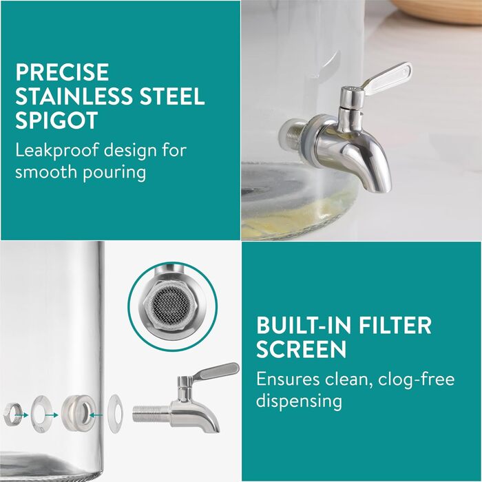 Диспенсер для напоїв скляний 5,6 л Navaris